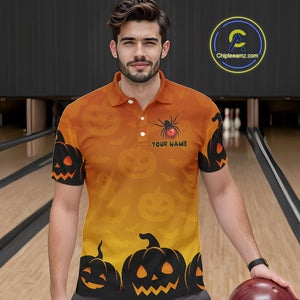 Personalized Orange Funny Spider Bowling Halloween Shirt For Men Custom Bowling Team Jersey  TDM4925