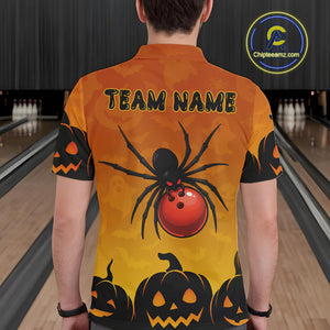 Personalized Orange Funny Spider Bowling Halloween Shirt For Men Custom Bowling Team Jersey  TDM4925