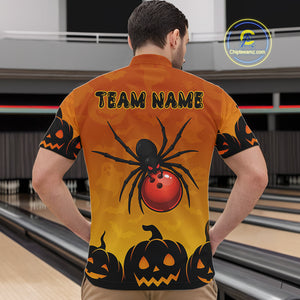 Personalized Orange Funny Spider Bowling Halloween Shirt For Men Custom Bowling Team Jersey  TDM4925