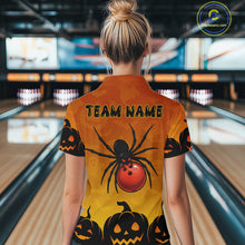 Load image into Gallery viewer, Personalized Orange Funny Spider Bowling Halloween Shirt For Women Custom Bowling Team Jersey  TDM4925
