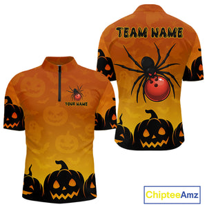 Personalized Orange Funny Spider Bowling Halloween Shirt For Men Custom Bowling Team Jersey  TDM4925