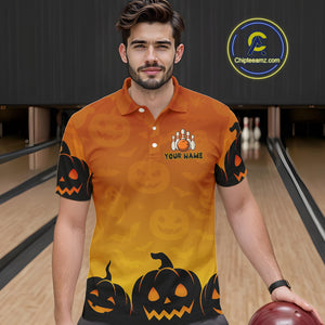 Personalized Orange Funny Bowling Halloween Shirt For Men Custom Bowling Team Jersey Outfit TDM4926