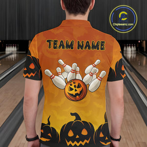 Personalized Orange Funny Bowling Halloween Shirt For Men Custom Bowling Team Jersey Outfit TDM4926