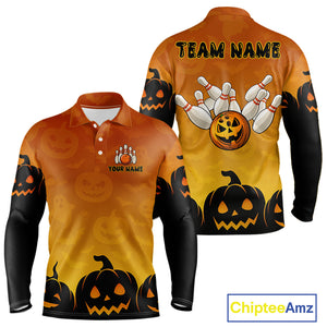 Personalized Orange Funny Bowling Halloween Shirt For Men Custom Bowling Team Jersey Outfit TDM4926