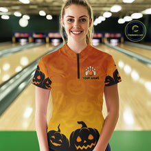 Load image into Gallery viewer, Personalized Orange Funny Bowling Halloween Shirt For Women Custom Bowling Team Jersey Outfit TDM4926