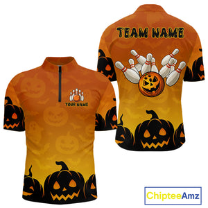 Personalized Orange Funny Bowling Halloween Shirt For Men Custom Bowling Team Jersey Outfit TDM4926