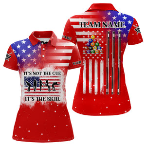 It's The Skill Custom American Flag Women Billiard Shirt Funny Billiard Jersey |Red TDM3121