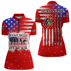 It's The Skill Custom American Flag Women Billiard Shirt Funny Billiard Jersey |Red TDM3121