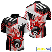 Load image into Gallery viewer, Red 8 Ball Pool Fire Flame Smoke Custom Billiard Shirts For Men, Billiard Jerseys Team Uniform TDM5849