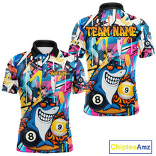 Load image into Gallery viewer, Funny Shark Colorful Graffiti Style Custom 8 &amp; 9 Ball Billiard Shirt For Men, Billiard Team Jersey TDM5852
