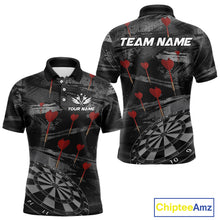Load image into Gallery viewer, Black And Grey Grunge Dart Arrow Dart Shirts For Men Custom Dart Jerseys, Darts Team Shirts TDM3822