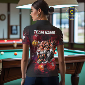 Funny Panther Flaming 8 Ball Billiard Pool Shirt For Women Custom Billiard Team Jerseys |Red TDM3825