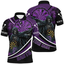Load image into Gallery viewer, Grim Reaper Purple Darts Jersey Men Polo &amp; Quarter-Zip Shirts Custom Team League Darts Shirts TDM1726