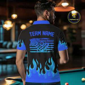 Personalized Blue Flaming Billiard Jersey For Men Custom 8 Ball Pool Billiard Team Shirts TDM4297