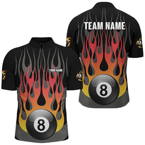 Personalized Funny Fire 8 Ball Pool Billiard Shirts For Men Custom Fire Flame Billiard Jerseys TDM2415