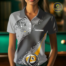 Load image into Gallery viewer, 9 Ball Skeleton Custom Billiard Polo &amp; 1/4 Zip Shirts For Women, Funny 9 Ball Pool Billiard Jerseys TDM2417
