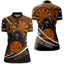 Load image into Gallery viewer, Grim Reaper Funny Dartboard Face Custom Halloween Orange Dart Shirts,  Halloween Dart Jersey TDM2664