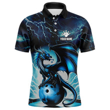 Load image into Gallery viewer, Blue Thunder Lightning Custom Dragon Bowling Shirts For Men, Bowling Team Jerseys Polo &amp; 1/4 Zip TDM3678