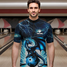 Load image into Gallery viewer, Blue Thunder Lightning Custom Dragon Bowling Shirts For Men, Bowling Team Jerseys Polo &amp; 1/4 Zip TDM3678