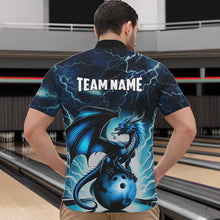Load image into Gallery viewer, Blue Thunder Lightning Custom Dragon Bowling Shirts For Men, Bowling Team Jerseys Polo &amp; 1/4 Zip TDM3678