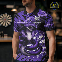 Load image into Gallery viewer, Custom Purple Dartboard Cobra Snake Lightning Darts Shirt For Men, Dart Team Jersey Polo &amp; 1/4 Zip TDM6016