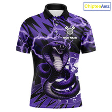 Load image into Gallery viewer, Custom Purple Dartboard Cobra Snake Lightning Darts Shirt For Men, Dart Team Jersey Polo &amp; 1/4 Zip TDM6016