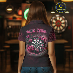 Personalized Skeleton And Roses Gothic Romance Dart Shirts For Women, Dart Jersey Outfit, Dart Gifts TDM3834