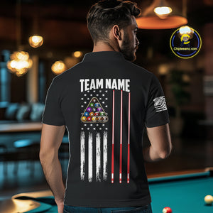 Funny Flame 8 Ball Billiard Shirts For Men Custom Patriotic American Flag Pool Team Jerseys TDM4131