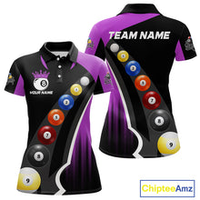 Load image into Gallery viewer, Personalized Purple Black Billiard Shirt For Women Custom Funny Pool Balls Team Jersey Polo &amp; 1/4 Zip TDM4498