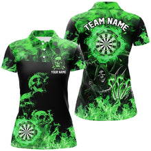 Load image into Gallery viewer, Fire Flame Darts Board Custom Skull Dart Shirts For Women, Grim Reaper  Dart Jerseys | Green TDM2904