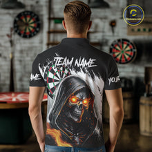 Load image into Gallery viewer, Personalized Grim Reaper Fire Dart Shirts For Men Custom Skull Dart Jersey Polo &amp; 1/4 Zip |White TDM5369