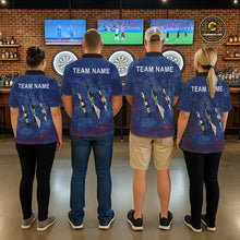 Load image into Gallery viewer, Custom Blue Red Grunge Dart Shirts With Pocket Option For Men, Darts Jersey TDM5372