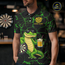 Load image into Gallery viewer, Black And Green Funny Alligator Darts Shirt For Men Custom Lightning Darts Team Jersey Outfit TDM5873