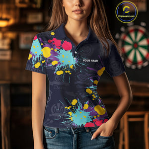 Colorful Paint Custom Dart Shirt With Pocket Option For Women, Darts Jersey TDM4133