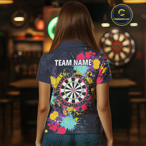 Colorful Paint Custom Dart Shirt With Pocket Option For Women, Darts Jersey TDM4133