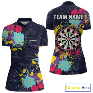 Colorful Paint Custom Dart Shirt With Pocket Option For Women, Darts Jersey TDM4133