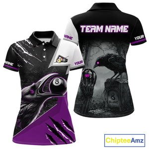 Personalized Purple 8 Ball Pool Crows Billiard Shirts For Women, Halloween Pool Team Jersey Outfit TDM4508