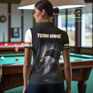 Personalized Orange 8 Ball Pool Crows Billiard Shirts For Women, Halloween Pool Team Jersey Outfit TDM4509