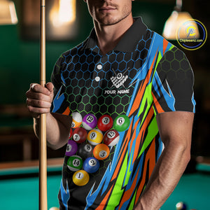 Colorful 3D Billiard Jersey For Men Custom Funny Pool Balls Billiard Team Shirt Polo & 1/4 Zip TDM4933