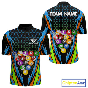 Colorful 3D Billiard Jersey For Men Custom Funny Pool Balls Billiard Team Shirt Polo & 1/4 Zip TDM4933