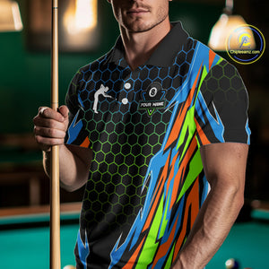 Colorful 8 Ball Billiard Jersey For Men Custom 8 Ball Pool Team Shirt Billiard Polo & 1/4 Zip TDM4934