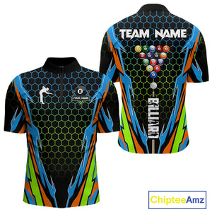 Colorful 8 Ball Billiard Jersey For Men Custom 8 Ball Pool Team Shirt Billiard Polo & 1/4 Zip TDM4934