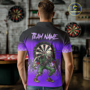 Purple Funny Zombie Dart Shirt With Pocket Option For Men Custom Dart Jersey TDM4938