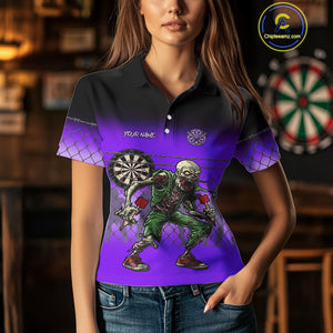 Purple Funny Zombie Dart Shirt With Pocket Option For Women Custom Dart Jersey TDM4938