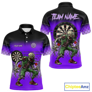 Purple Funny Zombie Dart Shirt With Pocket Option For Men Custom Dart Jersey TDM4938