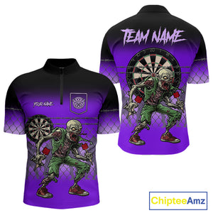 Purple Funny Zombie Dart Shirt With Pocket Option For Men Custom Dart Jersey TDM4938