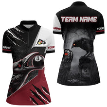 Load image into Gallery viewer, Personalized 8 Ball Pool Crows Billiard Shirts For Women,  Billiard Team Jerseys |Red TDM3151
