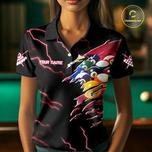 Load image into Gallery viewer, Red 8 Ball Lightning Thunder Cobra Snake Billiard Shirt For Women Custom Pool Team Jersey TDM5874