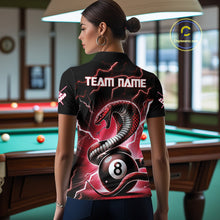 Load image into Gallery viewer, Red 8 Ball Lightning Thunder Cobra Snake Billiard Shirt For Women Custom Pool Team Jersey TDM5874