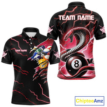 Load image into Gallery viewer, Red 8 Ball Lightning Thunder Cobra Snake Billiard Shirt For Men Custom Pool Team Jersey TDM5874